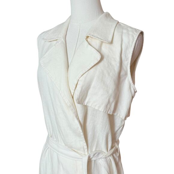 VINCE CAMUTO NEW 100% Linen Wrap Belted Jacket Vest Coat Size PS Sleeveless - Picture 9 of 10